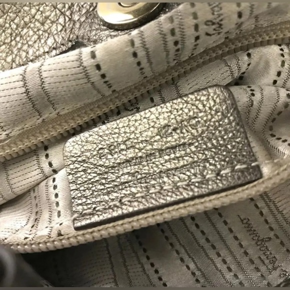 Salvatore Ferragamo Metallic Silver Leather Handbag, Authentic - Picture 10 of 10